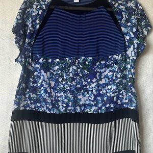 Diane Von Furstenberg Multicolor Floral Striped Blouse